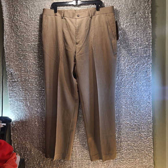Perry Ellis Dress Pants Mens Size 38X30 Brown Flat Front Polyester NWT - Picture 1 of 8